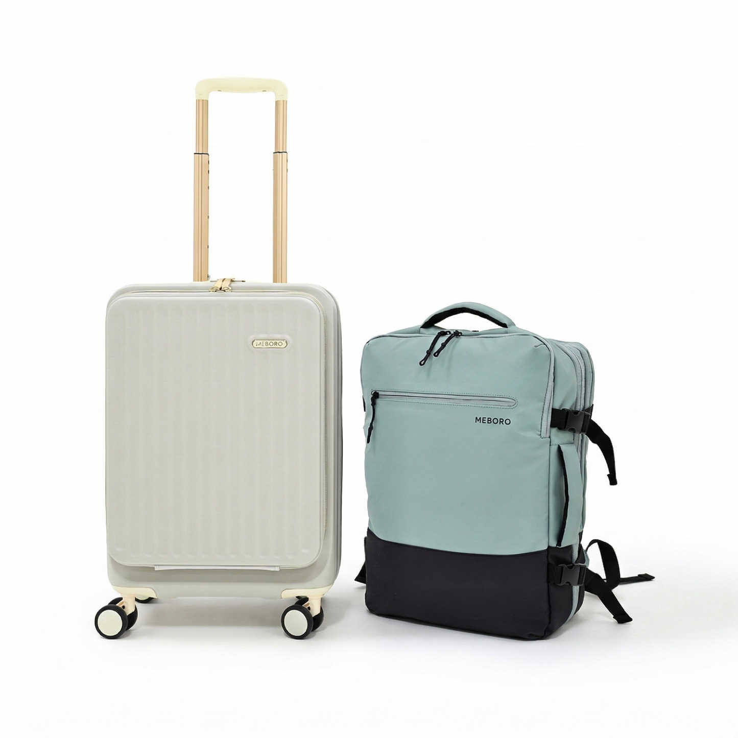 Ascend Carry-on Trolley (Ivory) + Candence Glacier Teal Backpack
