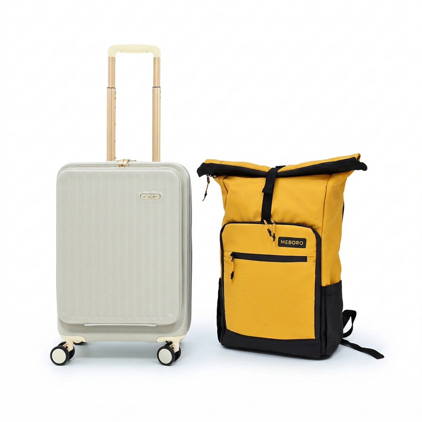 Ascend Carry-on Trolley (Ivory) + Voyager Mustard Backpack